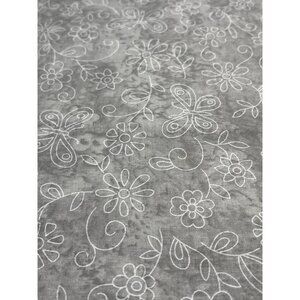 Fabric Traditions Gray Floral & Butterfly Cotton Fabric 1/4 yard x 44" Sewing Cr